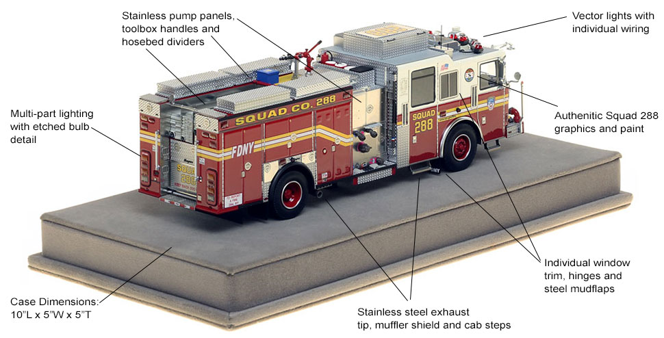 Features and Specs of FDNY Squad 288 scale model