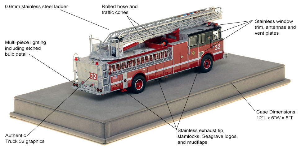 Features and specs of Chicago Fire Department Truck 32