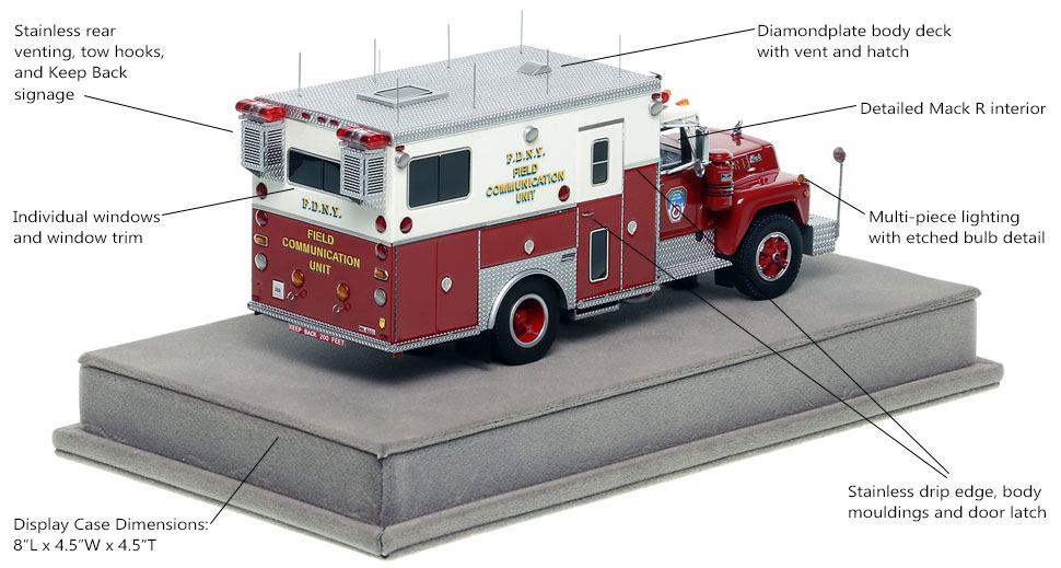 Specs and features on the FDNY 1985 Field Communications scale model